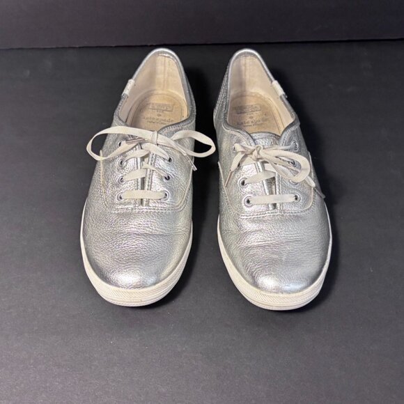 Keds x Kate Spade New York Silver Leather Lace-Up Sneakers Women’s 7.5 Metallic - Picture 7 of 16